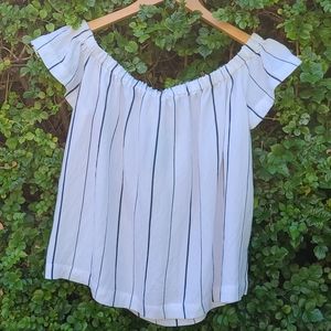 Striped Gather Neckline Top